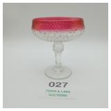 Pink Clear Pedestal Compote