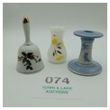 Ceramic Bell, Vase And Candle Holder
