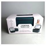 LIGHTED RECHAREEABLE MAKEUP STORAGE CASE W/ MIRROR