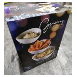 4-PACK STONEWARE  W/ METAL RACK