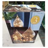 $30 LED GLASS RAINDROP  SET OF 3