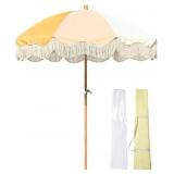 $80  7FT. FRINGE PATIO TILTED   UMBRELLA