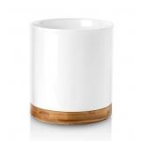 $35 CERAMIC & WOOD  PLANT / UTENSIL HOLDER 7''