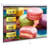 $65 80'' RETRACTABLE PROJECTION SCREEN