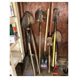 Spades, square point, snow shovels