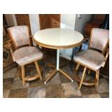 Dinette Table & 2 Tall Back Chairs Wood & Fabric