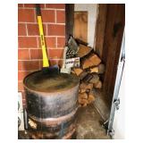 Wood Axes & 55 gal Metal burn Barrel