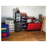 Red Dresser Plastic Storage Containers Kids Games