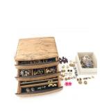 Maple Rosewood Jewelry Box Clipon Earrings