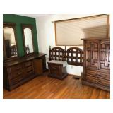 Vintage Wood Bedroom Set Dresser Frame Sidetable
