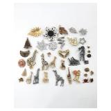 Lot of Pins Brooches Animals Giraffes Metal