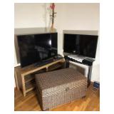 2 Flat Screen TVS Consoles Wicker Trunk