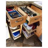 Kitchen Cabinet Contents Tupperware Towels