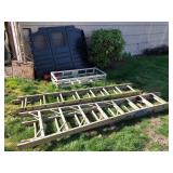 Adrian Steel Partition Panel, hitch rack, ladders