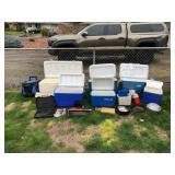 Lot of Coolers & Grilling Utensils