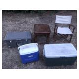 Wood Canvas Chair Table Icebox Coolers