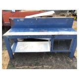 Large Blue Shop Table Galvanized Metal