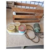 Antique Wood Crate, Tobacco Tins & Electric Heater