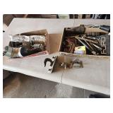 2 Trays, Hinges, Axe Heads, Trailer Plugs, etc