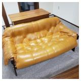 Antique Leather Rosewood Loveseat by Lafer