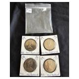 4 New Zealand Silver Dollar Coins 69, 70, 75, 77