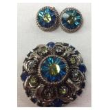Rhinestone Brooch and earrings