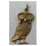 585 Gold Owl Pendant 3gr total weight