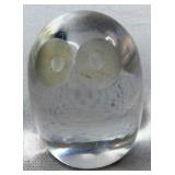 MCM Hadeland Art Glass Owl Paperweight SIGNED