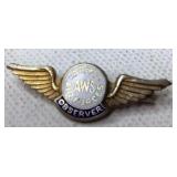 WW2 Army Air Forces AWS Observer Wings Lapel Pin