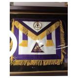 Masonic Council Apron Purple /Gold Fringe  Framed