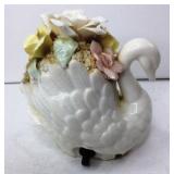 VTG 1950s IW Rice & Co Swan Floral Night Light