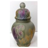 VTG Nouveau Art Glass Ginger Jar/w Lid