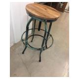 Metal barstool with wooden seat