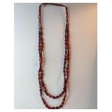 VTG Black & Red Beaded Necklace Double Stranded