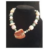 VTG Stone and Beads Southwest Style Necklace 18'