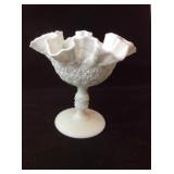 Fenton Milk Glass Ruffled Compote