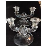 Indiana Glass Double Candle Holder Pair