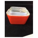 VTG Red Pyrex Refrigerator Dish w/Lid