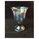 VTG Iridescent Blue Carnival Glass Goblet