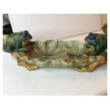 VTG 3D Oval Dish Frogs On Lily Pads