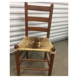 Ladder back chair with cowhide seat