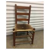 Ladder back chair with cowhide seat