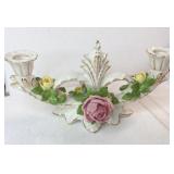 VTG German Dresden Cherub Double Candle Holder