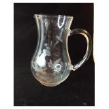 VTG Avon Crystal Etched Hummingbird Pitchet