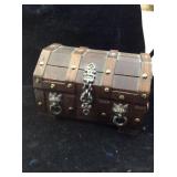 VTG Wood Treasure Chest Jewelry Box