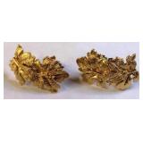 VTG Napier Goldtone Maple Leaves Stud Earrings