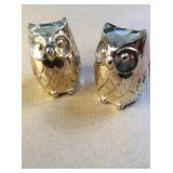 VTG Goldtone Metal Owl Salt & Pepper Shakers