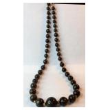 VTG Charcoal Gray Beads w/Gold Spacers 28' length