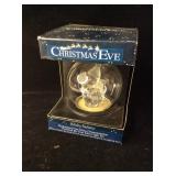 Christmas Eve Illuminated Snowman Glass Ornament