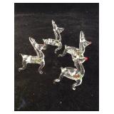 VTG Hand Blown Crystal Reindeer Napkin Rings  ( 4
